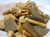 こんにゃくと豚肉の辛味いため