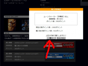 ムーンウォーカー、購入確認画面