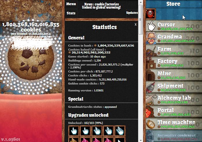 Cookie Clicker 218億cpsを超えコンプリートまであと一息 Hinemosu