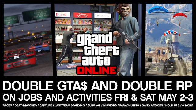 Get Double GTA$ & Double RP Today and Tomorrow in GTA Online