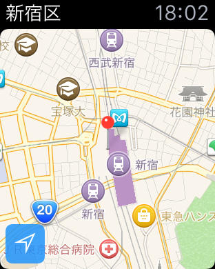 アップルウォッチでのマップ表示例
