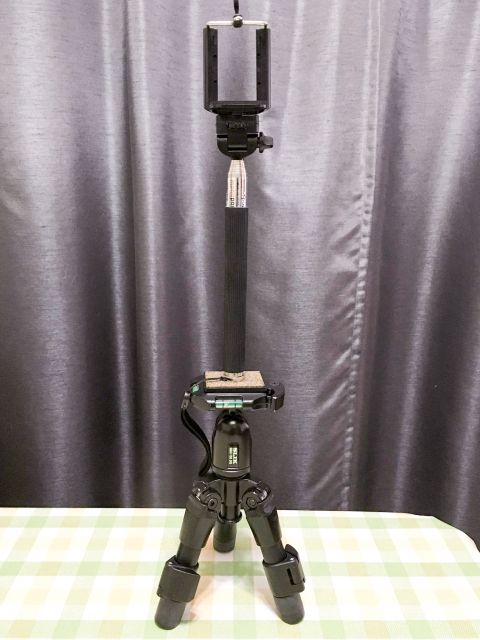 自撮り棒と三脚の組み合わせ