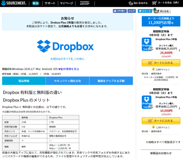 dropbox plus 1tb