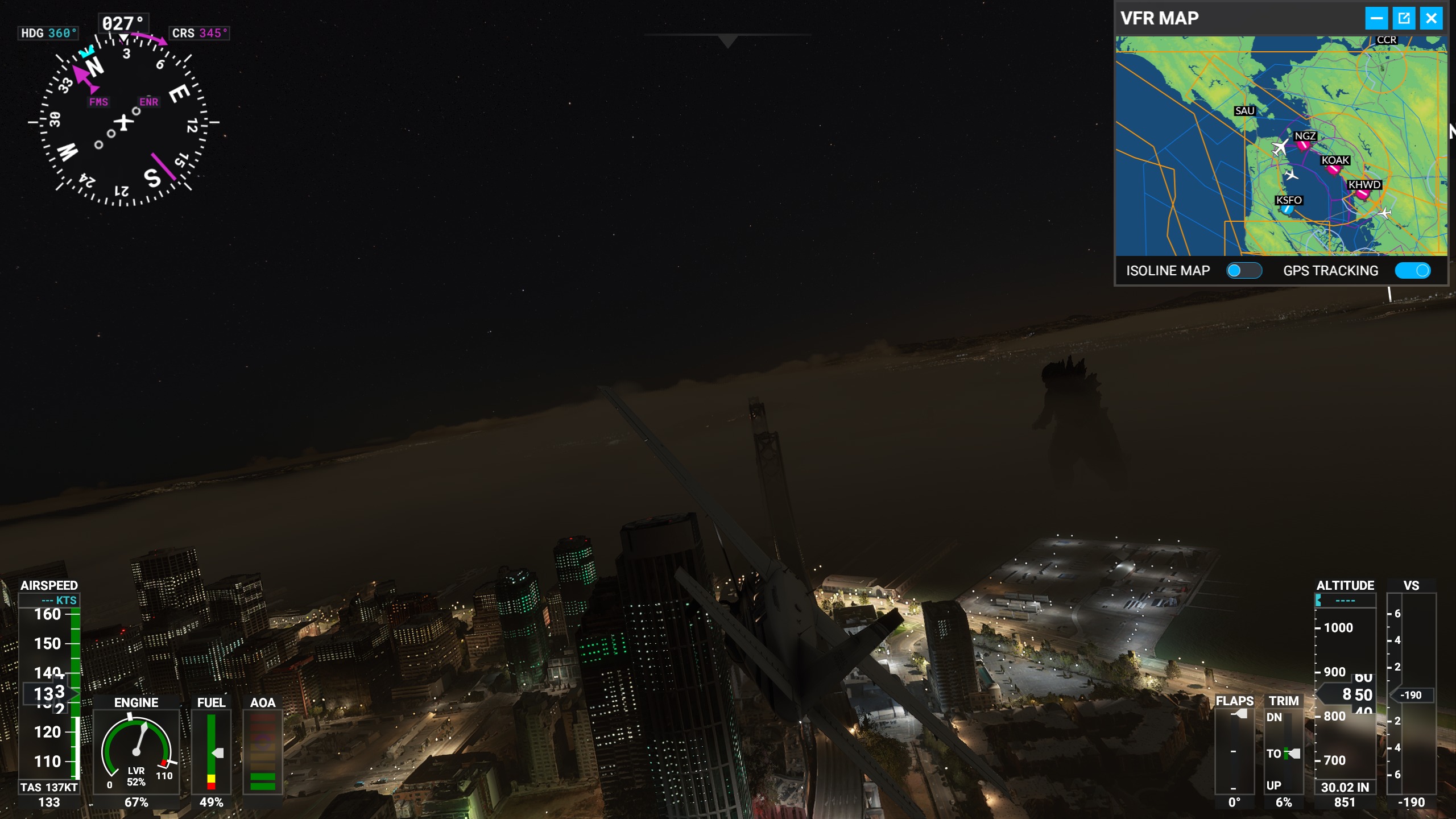 Microsoft Flight Simulator でゴジラ見学 Hinemosu