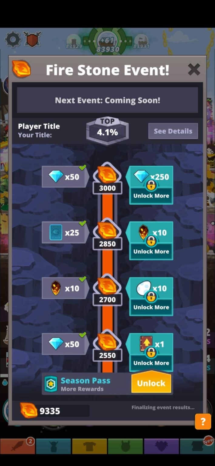 Tap Titans 2のFire StoneイベントでTOP 10のTitan Slayerとなる Hinemosu